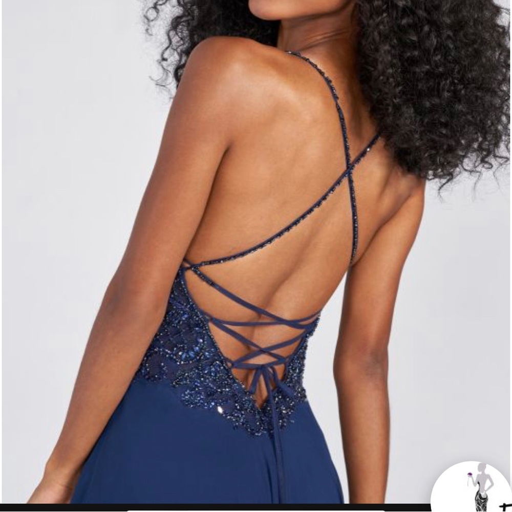 Ellie Wilde Mon Cheri Beaded Top Evening dress Navy Blue Size 10 - Picture 4 of 11